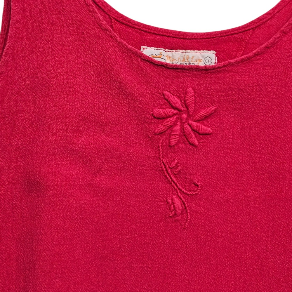 Manta del Lago Tank Top S Pinkish Red Embroidered Boho Artisanal Sleeveless - Picture 5 of 9